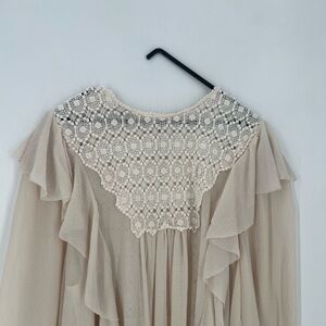 Philosophy Di Lorenzo Serafini Crochet Yoke Ruffle Ethereal Boho Flowy Dress